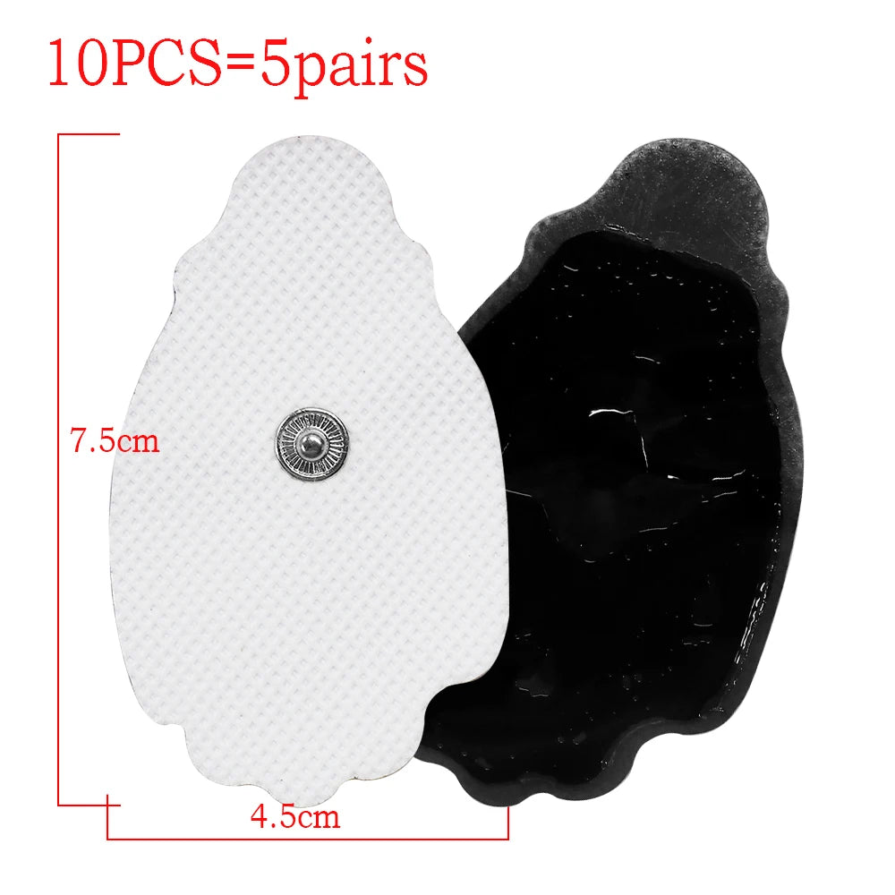 TENS Unit Electrode Pads: Reusable Muscle Stimulator Gel Sets Back Massage Instrument 7.5x4.5cm 10pcs Tidesmit