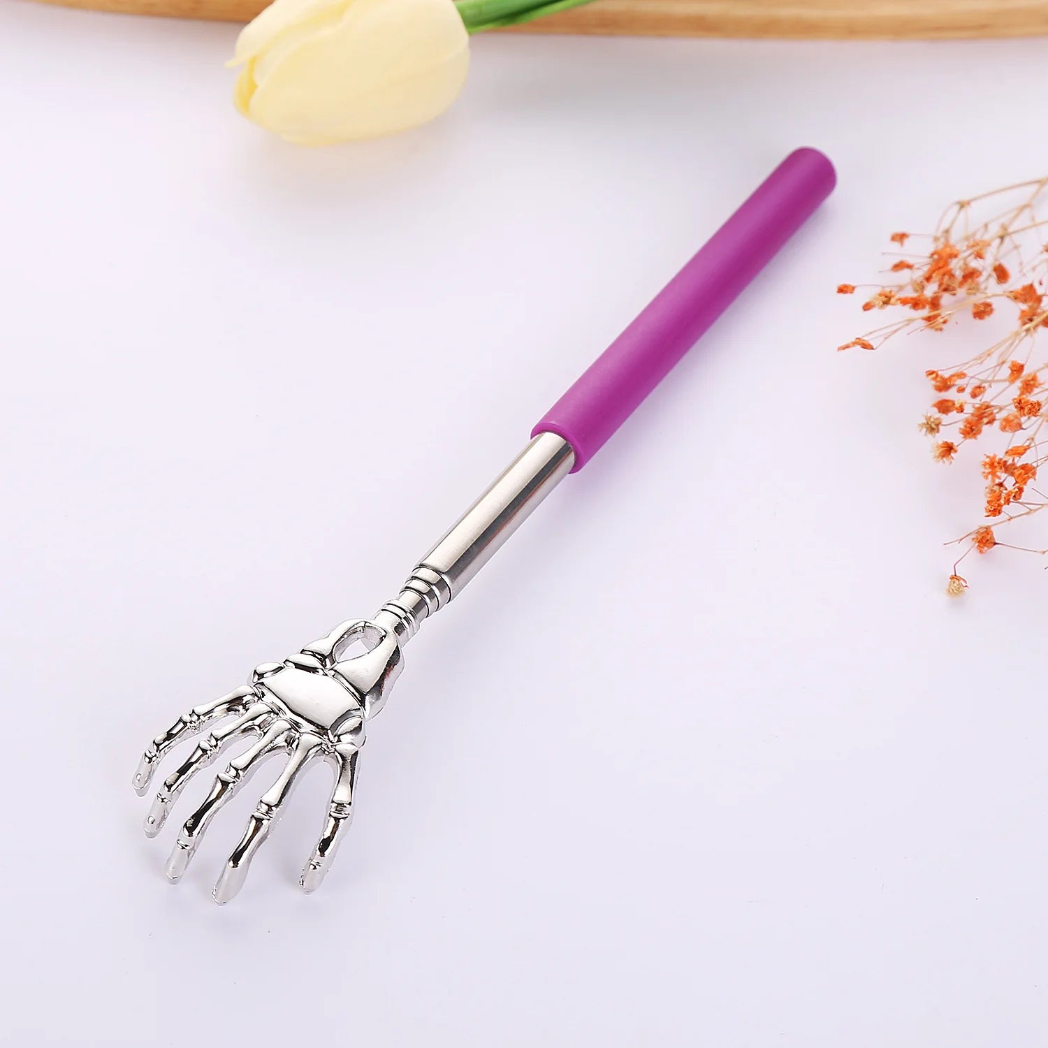 Portable Telescopic Back Scratcher - Stainless Steel Extendable Tool Back Massage Instrument purple Tidesmit