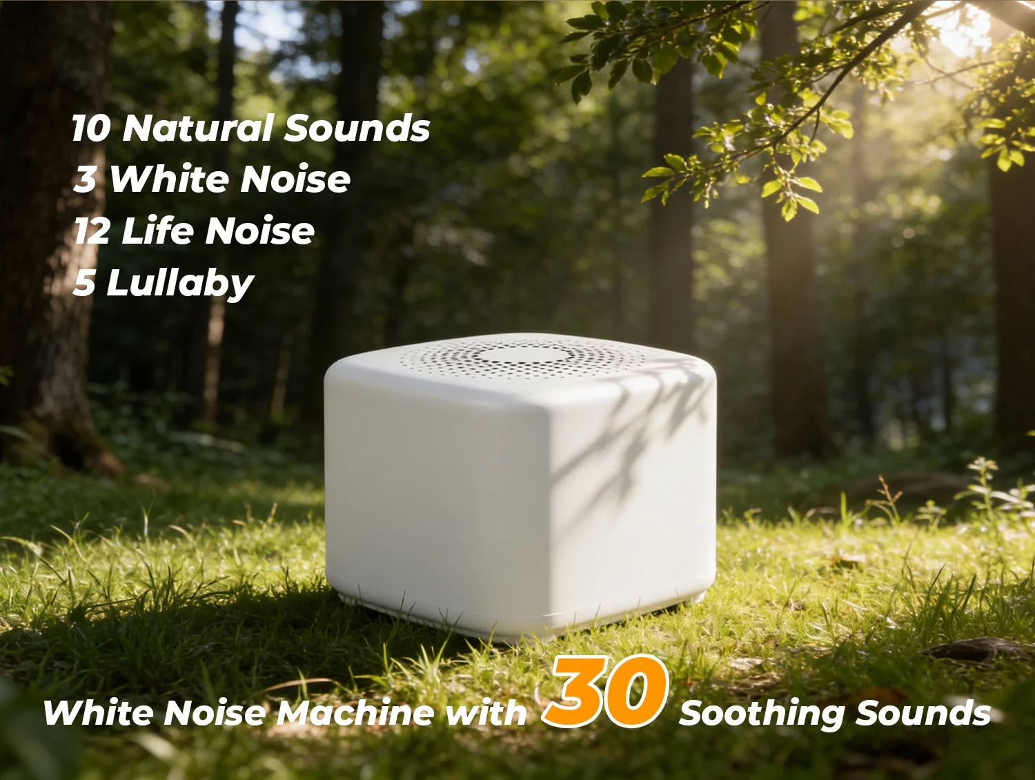Mini Portable White Noise Machine for Travel Office Adult Sleep Rechargeable Night Light with 30 Sounds and Timer Birthday Gift