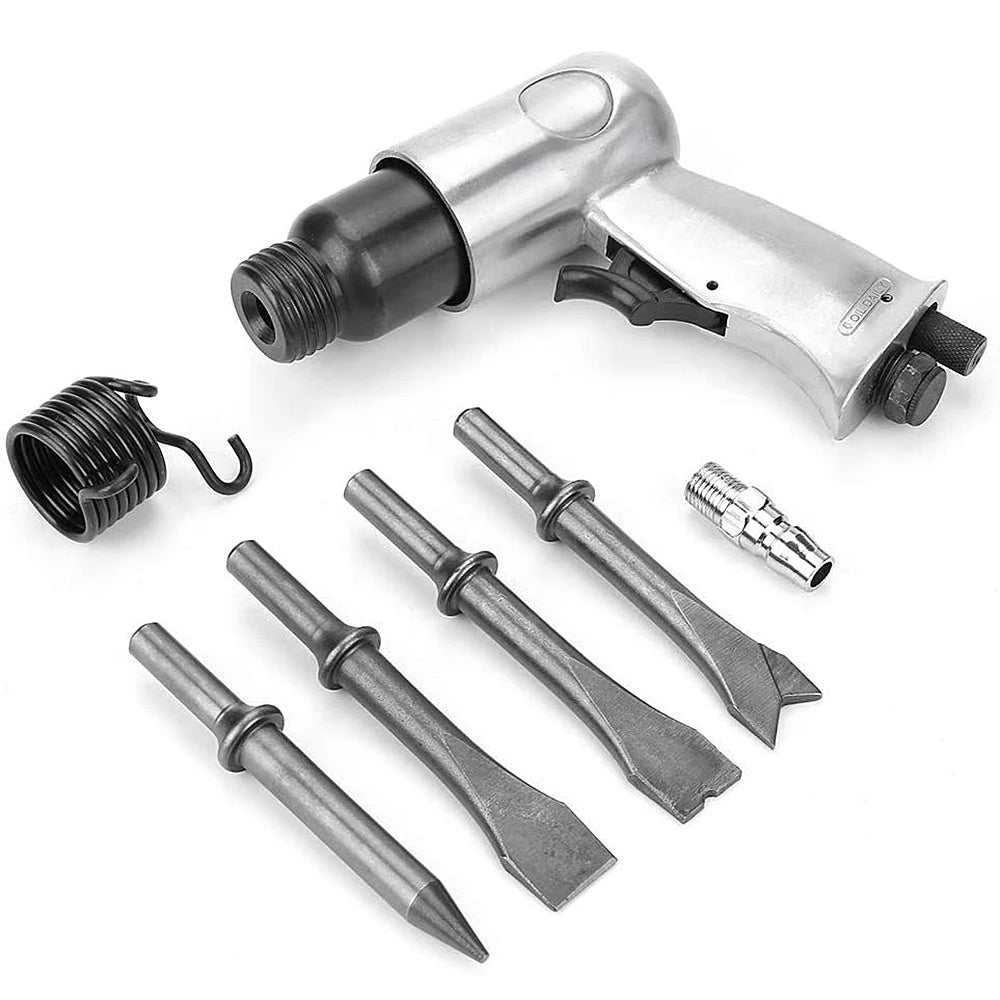 3/8'' 150mm Air Hammer Professional Handheld Pistol Gas Shovels Small Rust Remover Air Shovel Pneumatic Tools with 4 Chisels