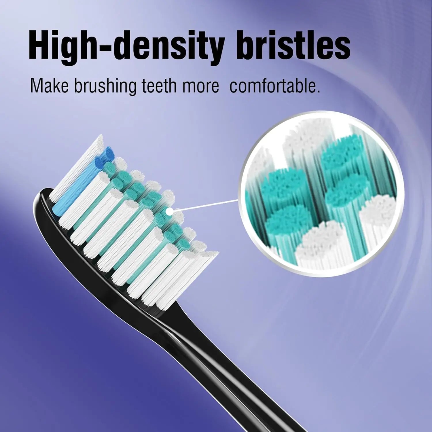 4Pcs Replacement Toothbrush Heads Compatible with Fairywill Electric Toothbrushes Only Fit Model P80 P11 P9 and T9 ,Black,white