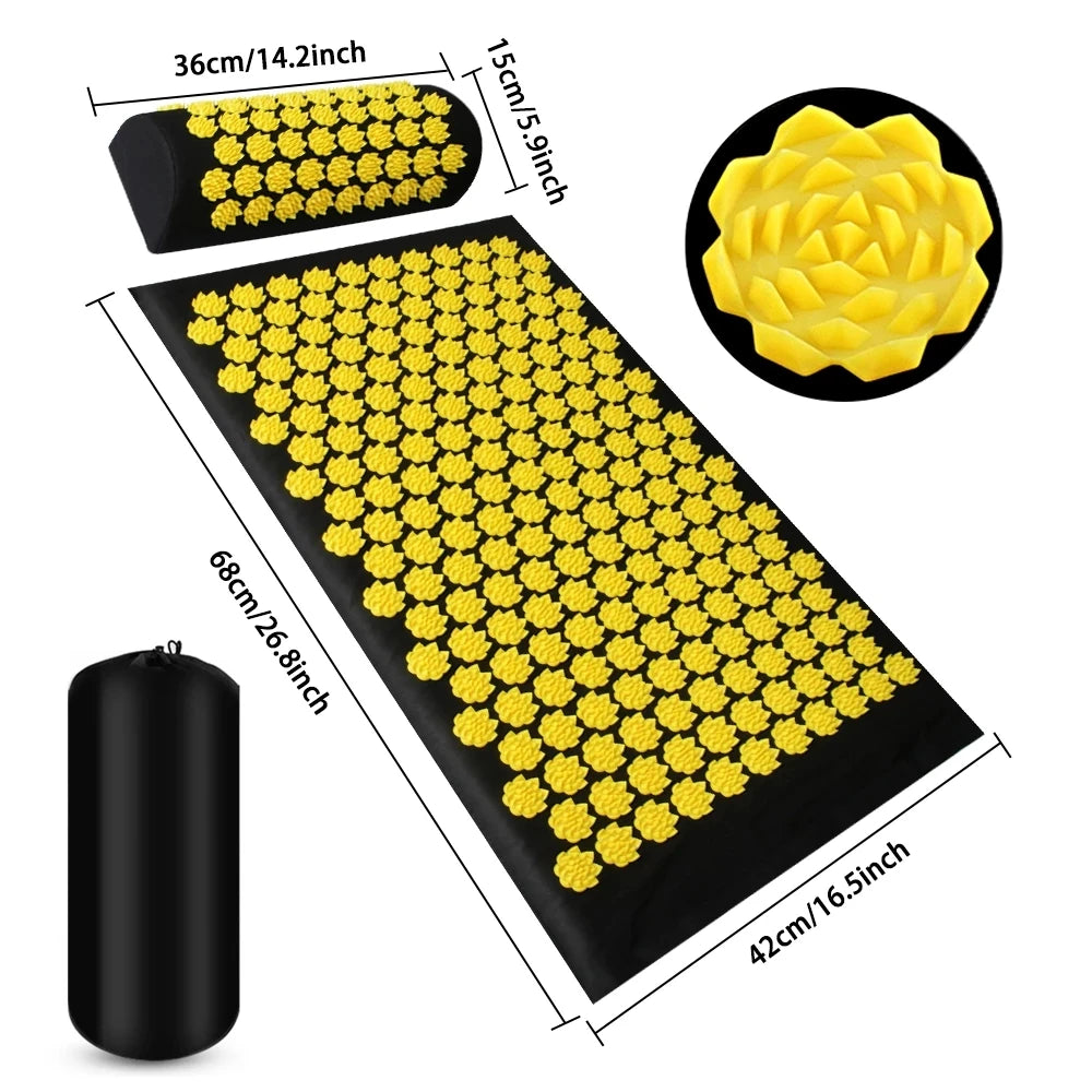 Acupressure Mat and Pillow Set for Muscle Relief - Tidesmit Back Massage Instrument Tidesmit