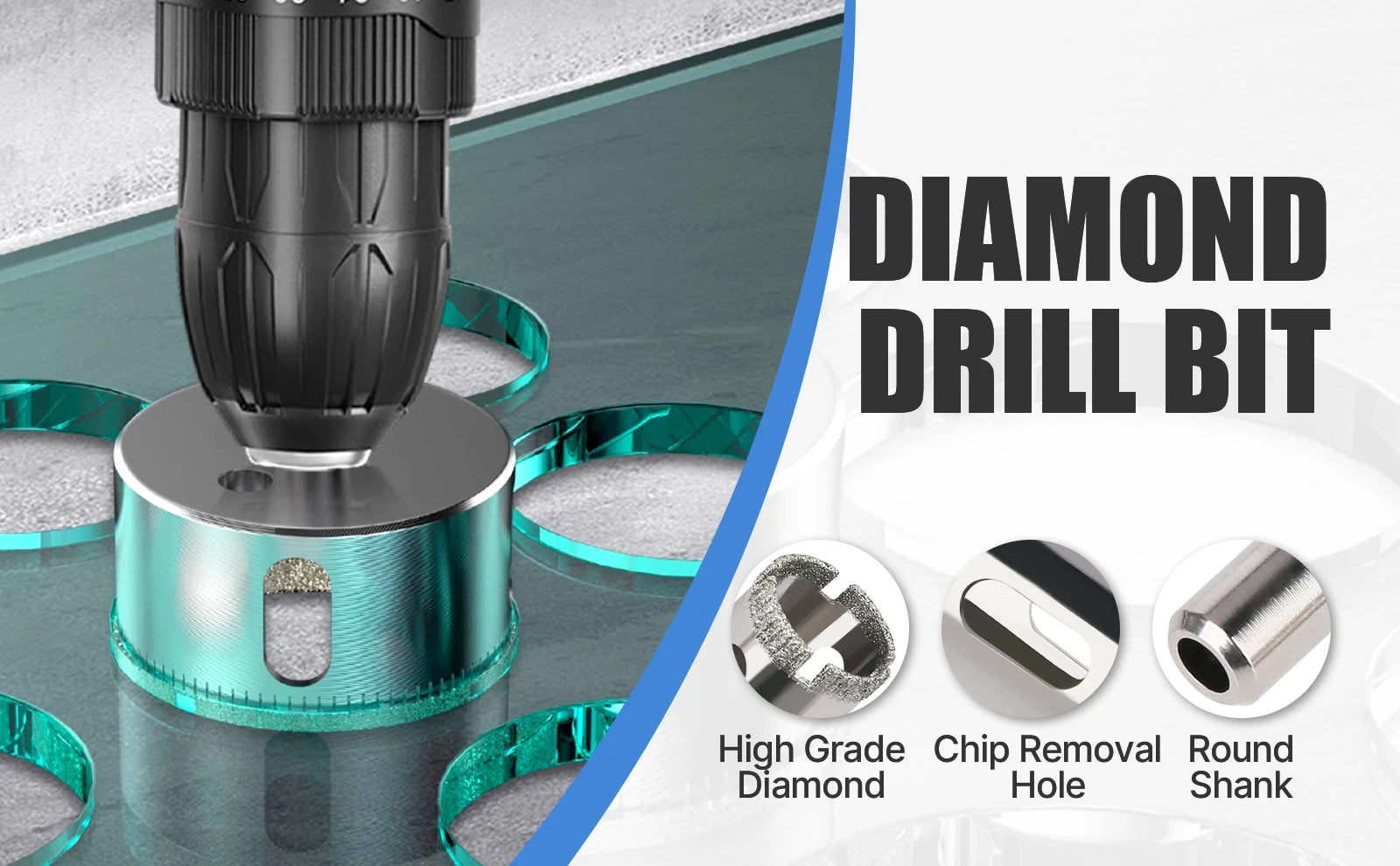 High Quality 1PC 3-200mm Tile Drill Bit Diamond Coated Tile Marble Glass Ceramic Hole Saw Drilling Bits Power Tools Accessories