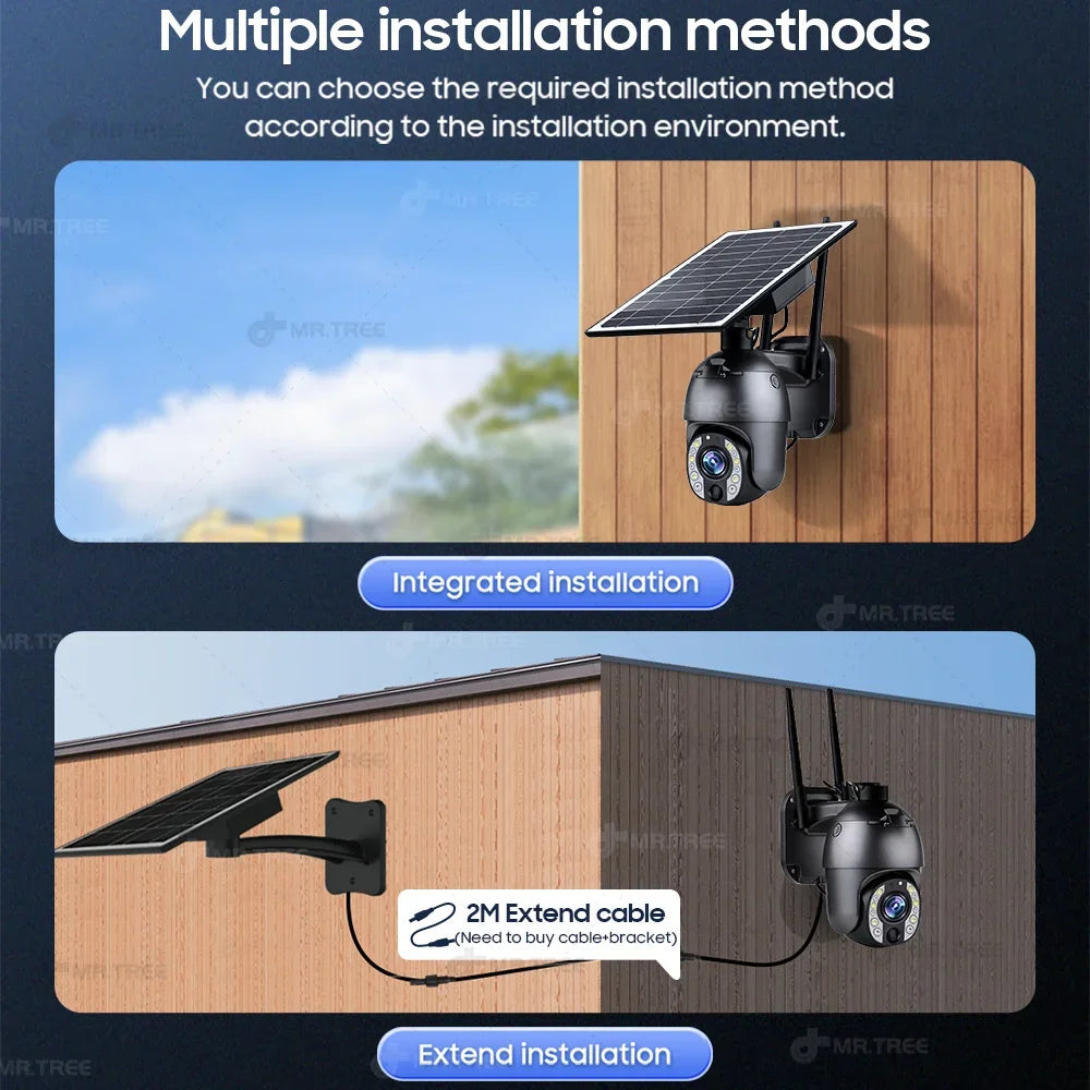 50X Optical Zoom Solar Camera Replaceable Battery 4G SIM/Wifi Home Outdoor Security PTZ Motion Detection/Track Surveillance Cam