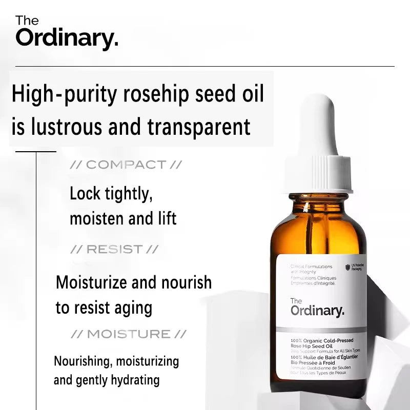 100% Organic Cold-Pressed Rose Hip Seed Oil 30ml Serum Facial Soothing Properties Remove Dull Acne Marks  and Brighten The Skin