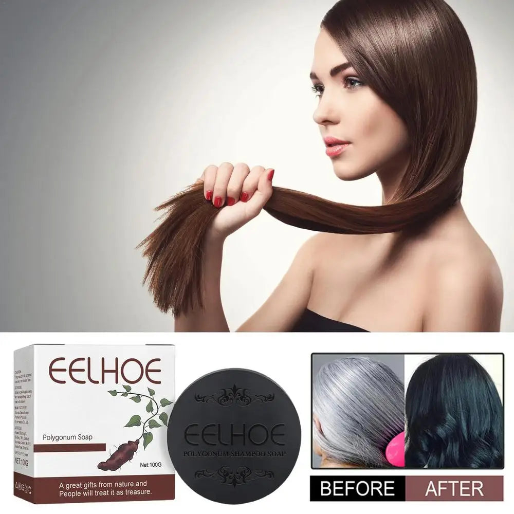 Polygonum Hair Darkening Shampoo Soap Bar Repair Gray White Hair Color To Black Shampoo Soap Hair Nourishing Shampoo Soap Bar