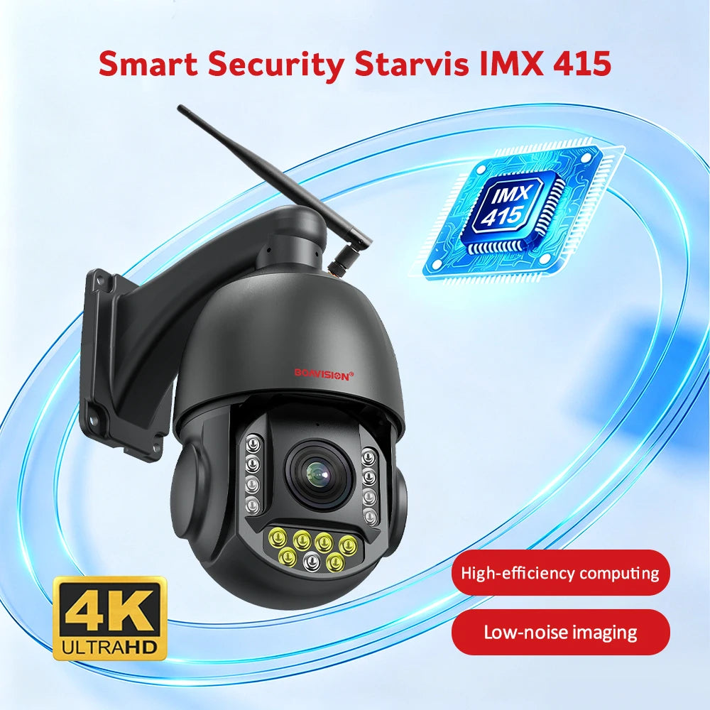 4K 8MP Surveillance Camera WIFI / 4G SIM Card / POE 30X Zoom PTZ AI Humanoid Tracking IR 100M Outdoor Speed Dome Security Camera