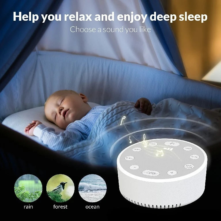 White Noise Sound Machine Sleep Soother With 6 Soothing Sounds Breathing Light Timer Type-C Charging For Baby Home Office Travel