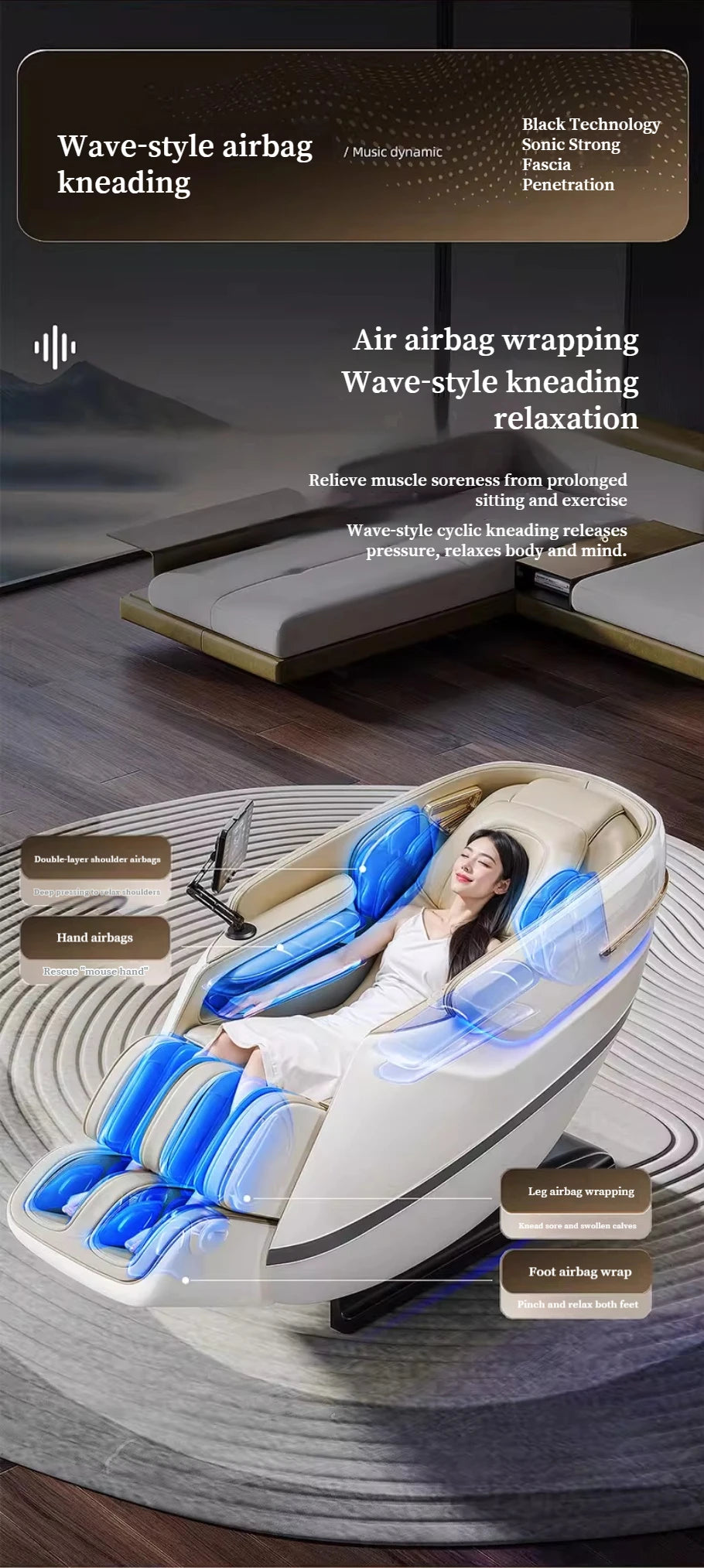 Zero Gravity SL Track Massage Chair with Heat Therapy - Tidesmit Body Shaping Massage Equipment Tidesmit