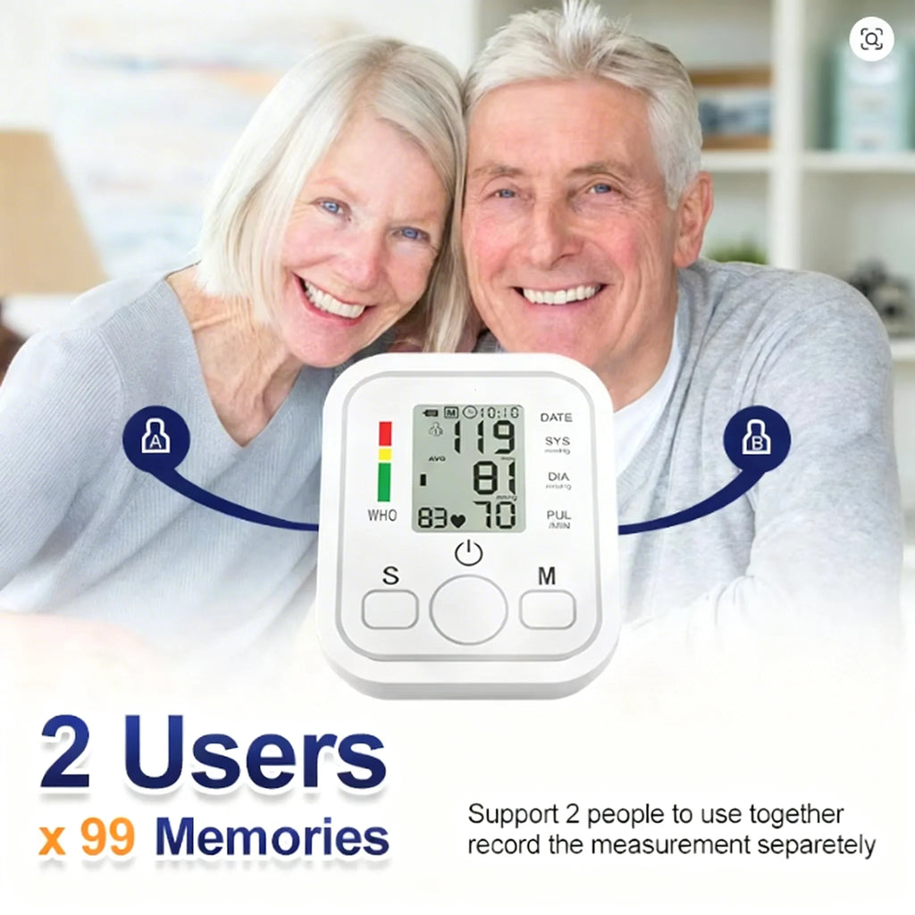Digital Blood Pressure Monitor Upper Arm Cuff Home Use Automatic BP Tonometer Sensor Pulse Rate Meter Sphygmomanometer