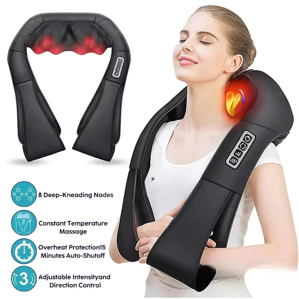 Shiatsu Neck and Shoulder Massager with Heat | Deep Tissue Relief Massage Cushion Tidesmit