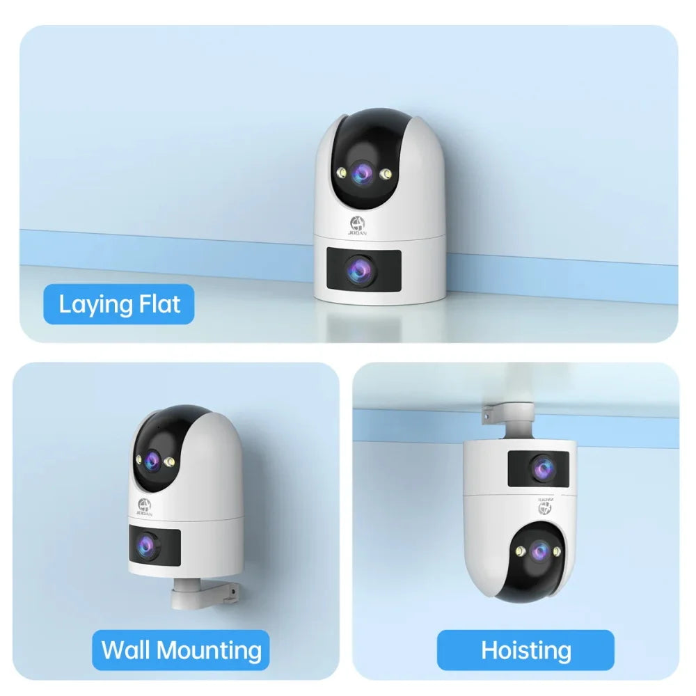 Jooan 4K 8MP Dual Lens Dual Screen IP Camera Wifi Outdoor PTZ Cameras Auto Tracking CCTV Camera Audio Video Indoor Surveillance