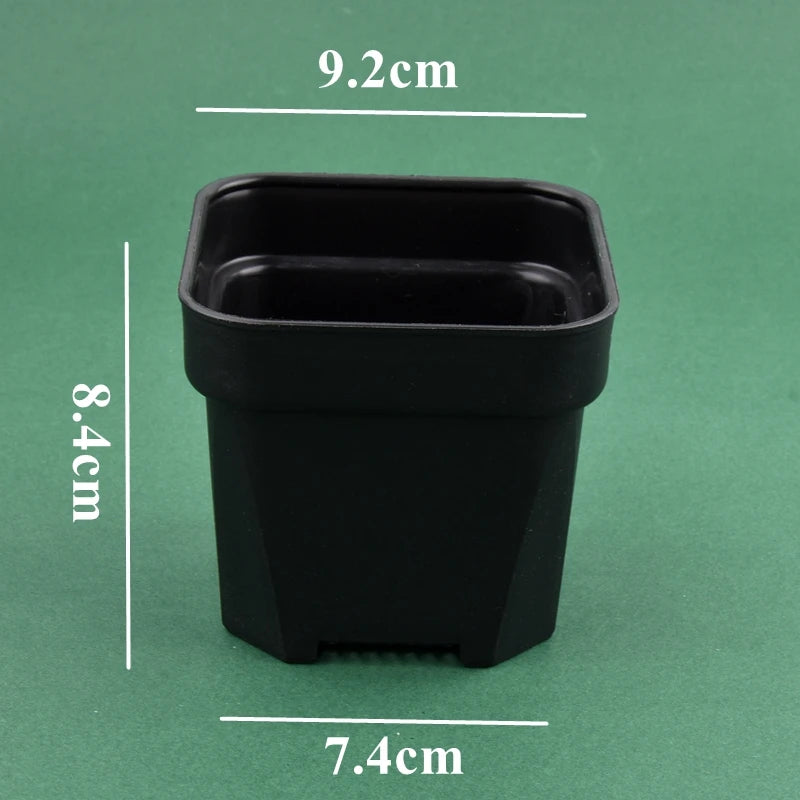 Black square flower pot planter for succulents, 8.8cm tall, 7.4cm wide