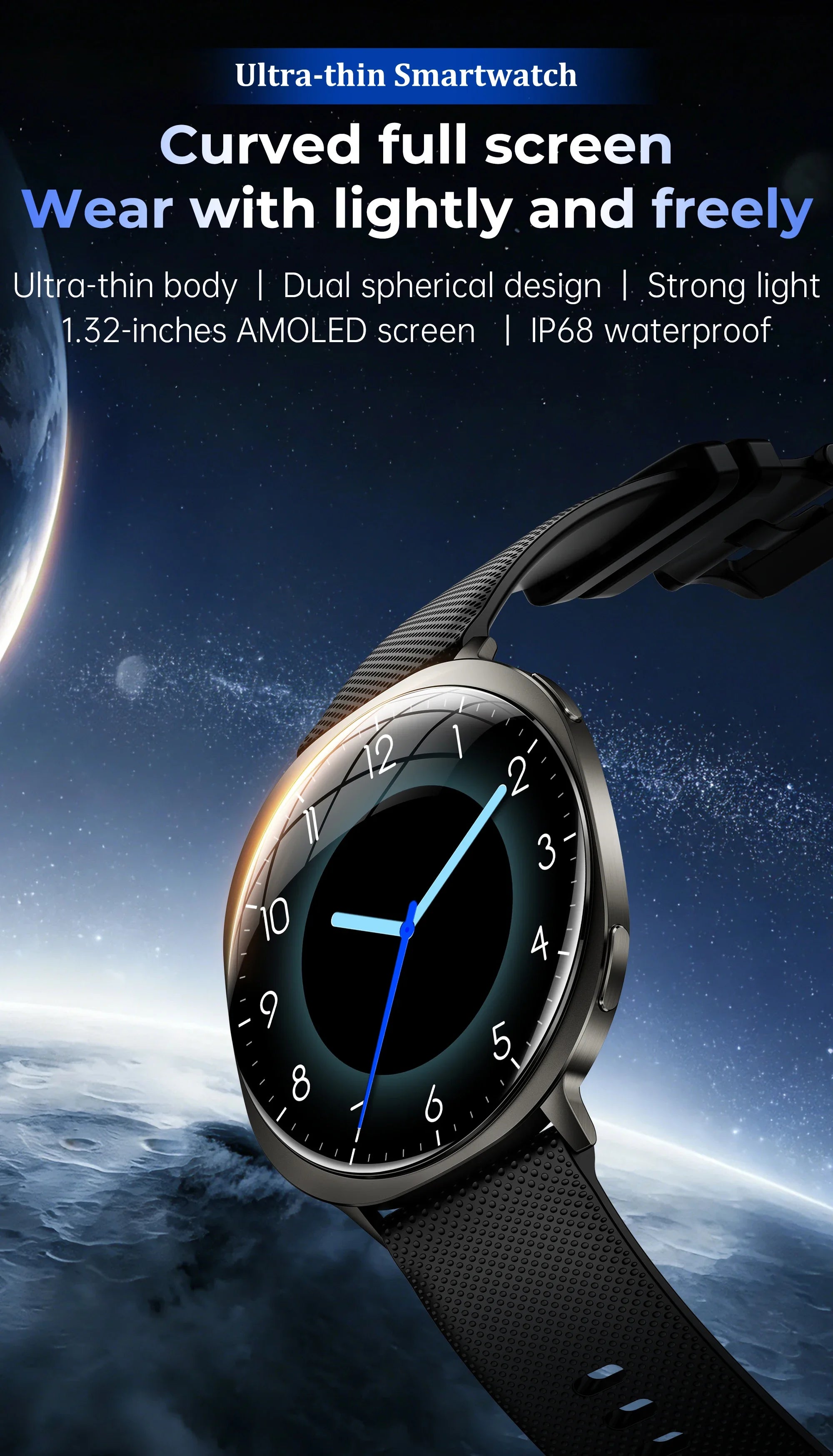 New M301 Smart Watch Round AMOLED Curved Screen Dial Call Alarm Clock Flashlight Health Tracking Fitness Smart Watch Women
