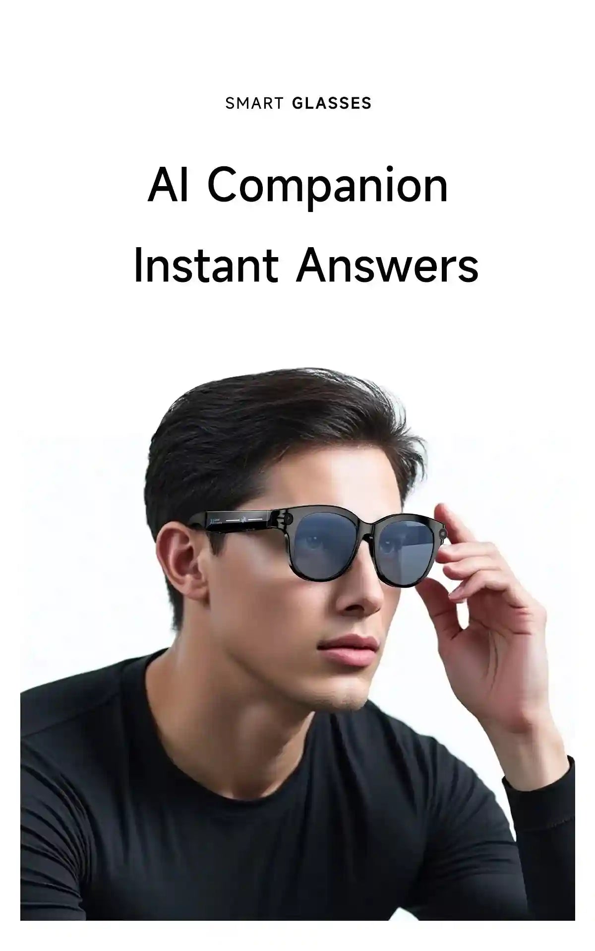 AI Smart Glasses with Real-Time Translation & HD Video Camera - White Tidesmit