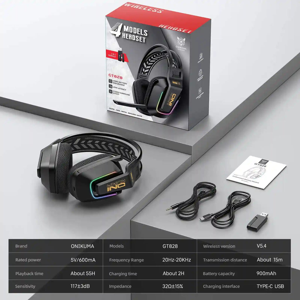 Tidesmit GT828 Wireless Gaming Headset with Low Latency Audio GT828 Tidesmit