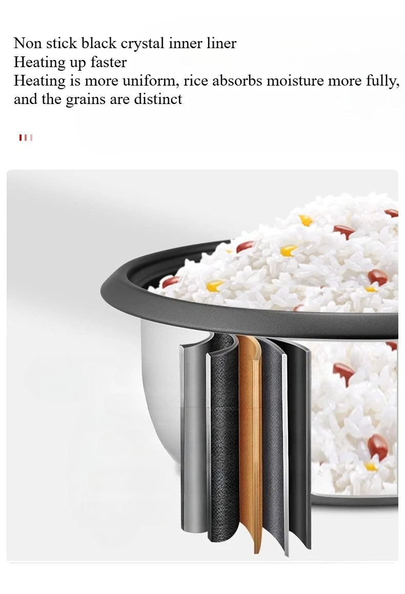 Mini rice cooker nonstick inner liners and steam insert beside rice pot