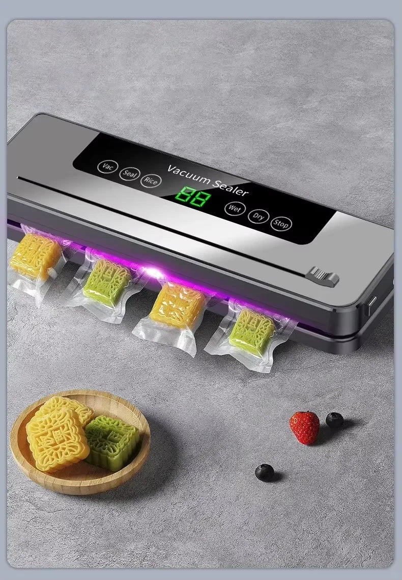 Electric Vacuum Sealer Built-in Cutter Kitchen Food Storage Seal Touch Button Dry/Wet Food Sealing Vacuum Packaging Machine