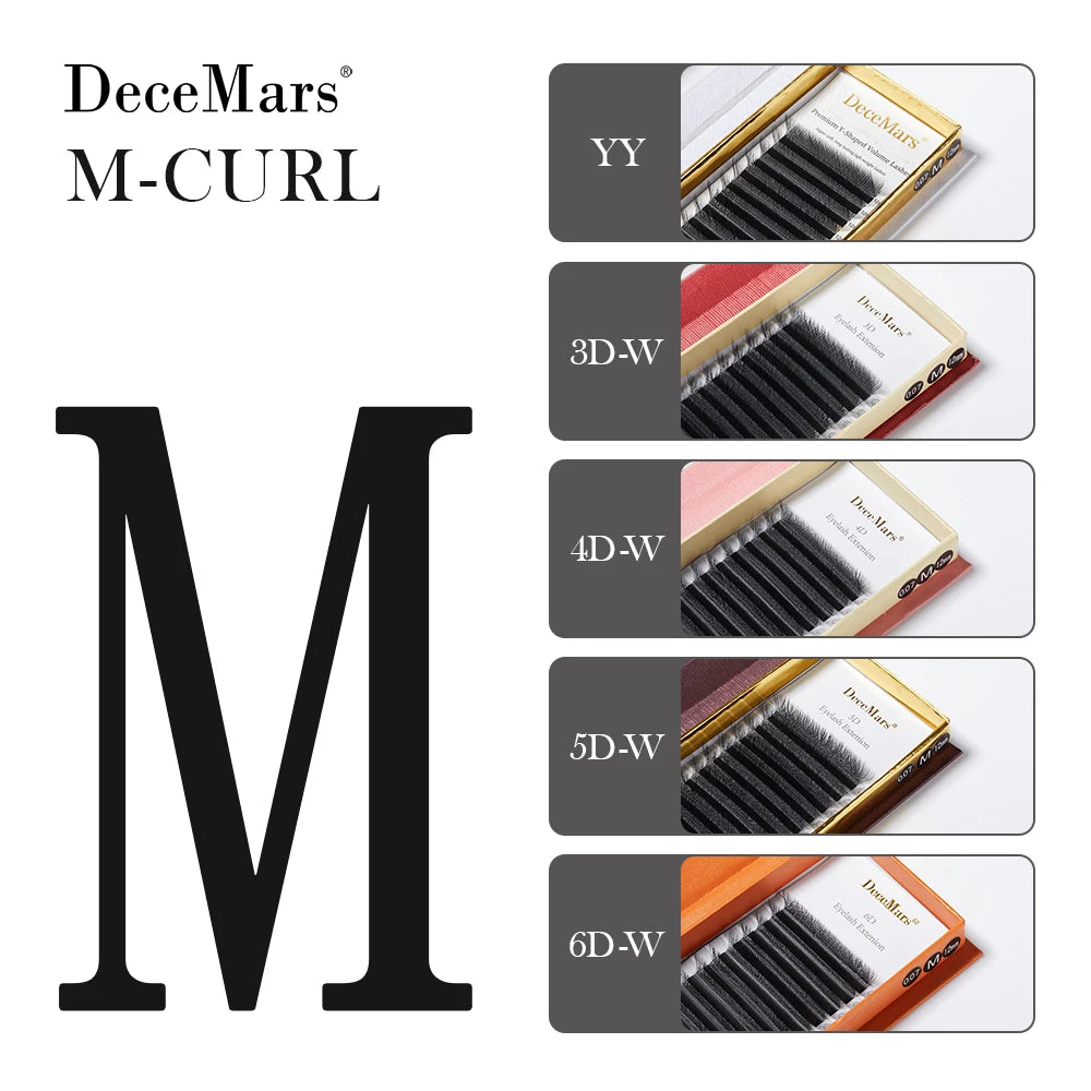 DeceMars L-curl M Curl YY 3D 4D 5D 6D Eyelash Extension 12 Lines for Makeup False Eyelashes Tidesmit