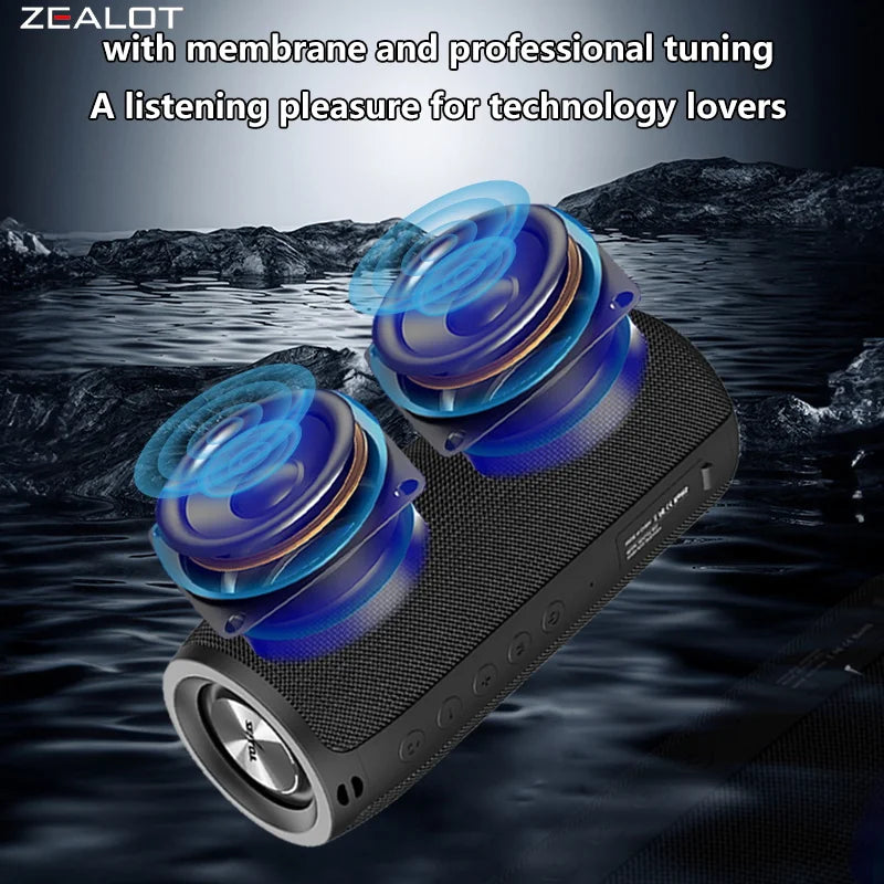 ZEALOT S51 10W Wireless Speakers, 1800mAh Battery, 10 Hours Playtime Loud Stereo, Booming Bass.