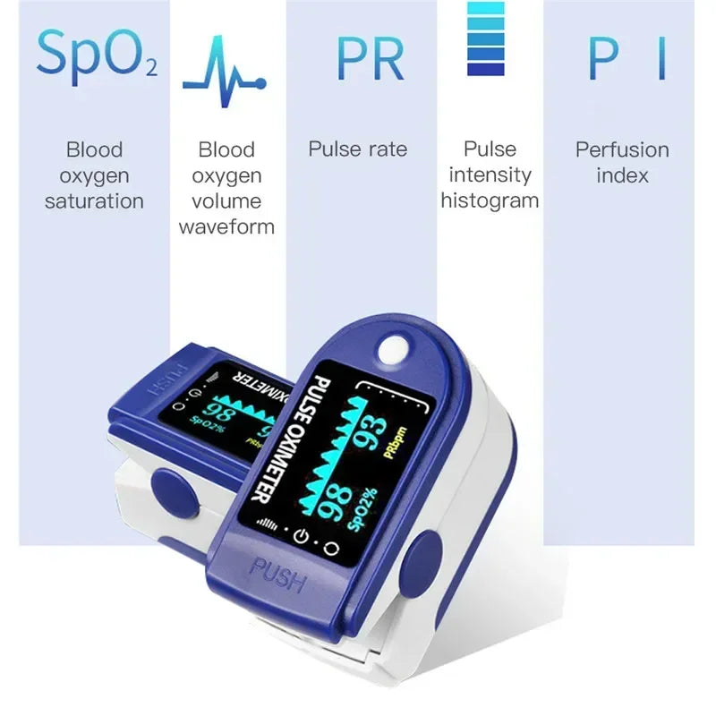 Finger Oximeter Digital Fingertip Pulse Oximeter Blood Oxygen Saturation Meter Finger SPO2 PR Heart Rate Monitor Health Care