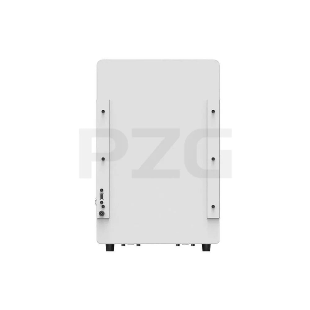 White metal professional coffee or tea machine back view with mounting brackets and power ports.