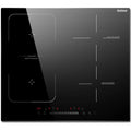 Built-in black induction cooktop with 4 burner zones and touch control panel