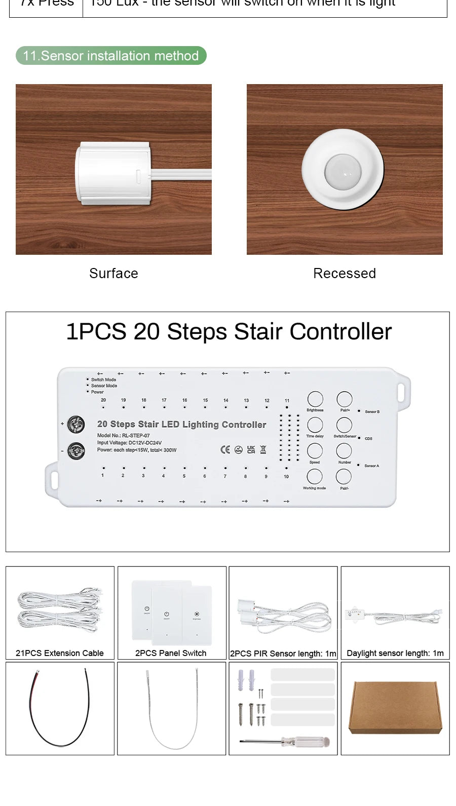 MALIIGAZA LED Stair Light 2PIR Motion Sensor Stair Lighting COB LED Strip Kit For Indoor 1-20 Steps Stairway