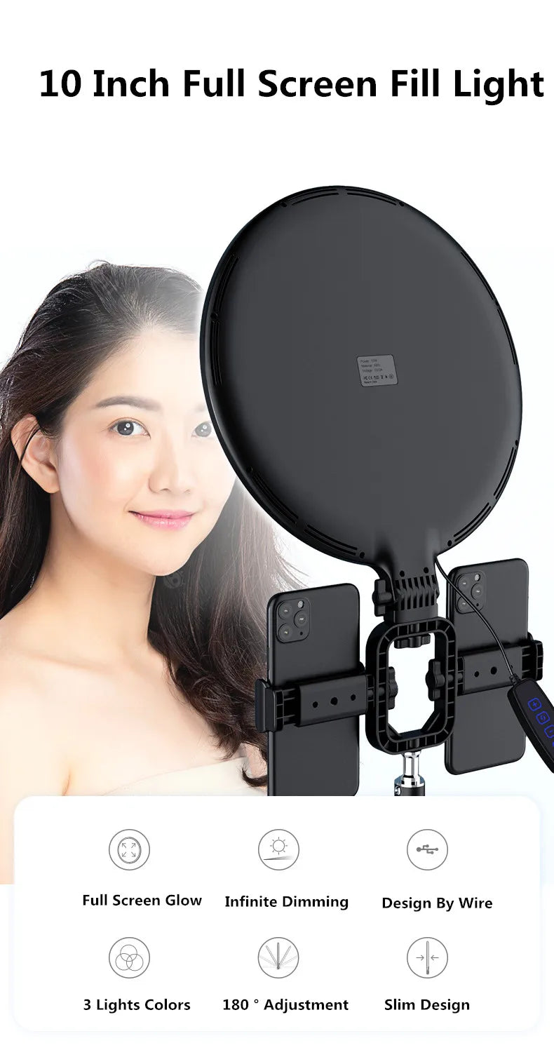 10-Inch LED Ring Light with 2M Adjustable Tripod for Professional Streaming Tidesmit