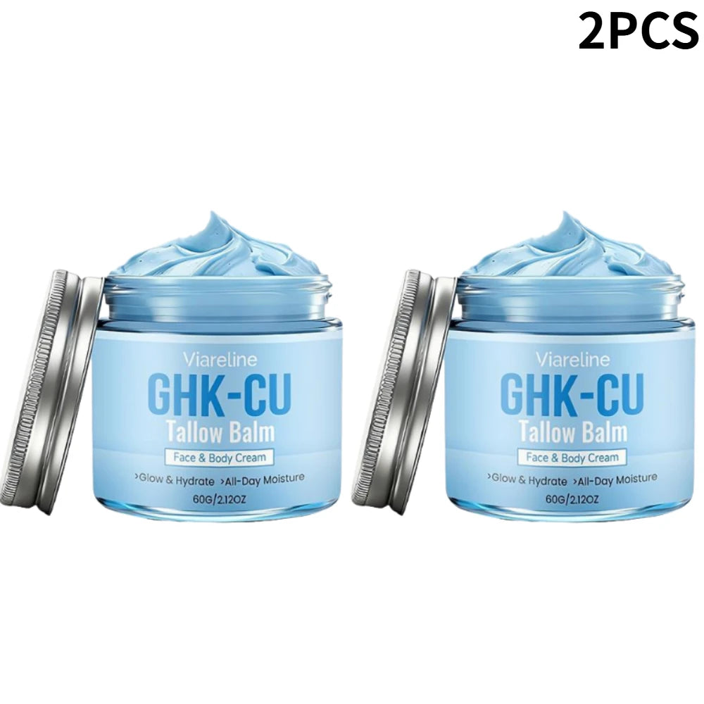 GHK-CU Copper Peptide Tallow Balm Blue Cream for Face & Body Moisturizer  for Mature, Dry & Sensitive Skin Daily Facial Care