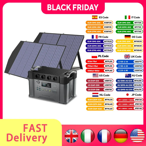 Portable Solar Generator 2400W with 200W Panels - Fast Charging System Tidesmit