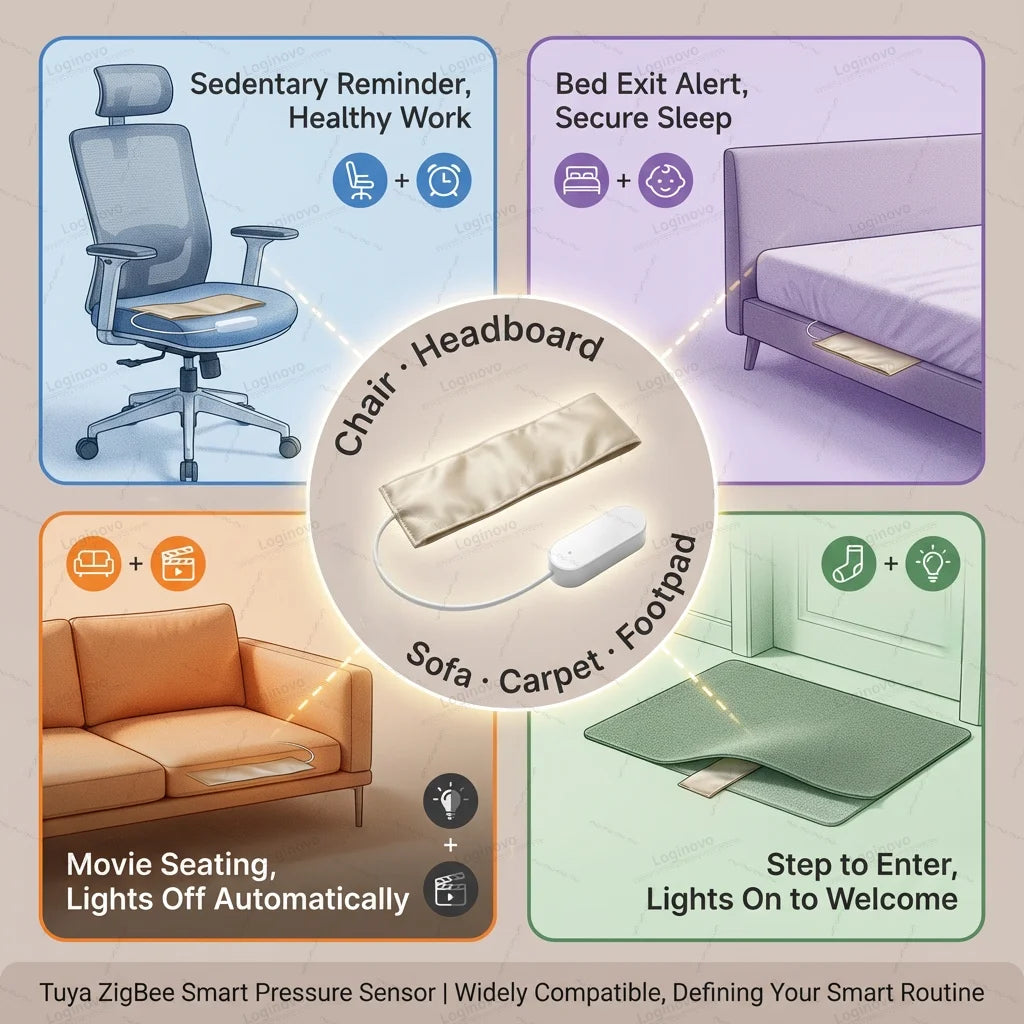 New Tuya ZigBee Pressure Sensor Gravity Pad Bed Occupancy Detection Smart Life Home Automation Monitoring For Elderly Care