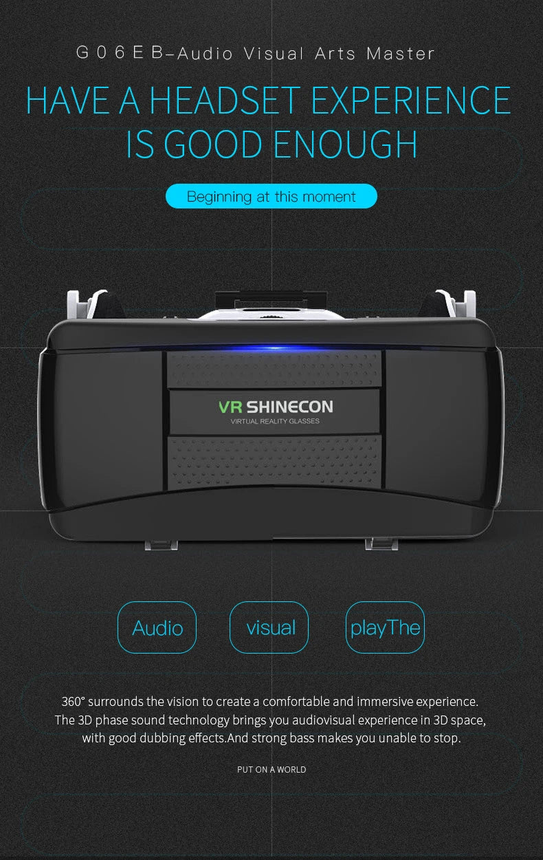 Tidesmit Smartphone VR Headset with Adjustable Lenses and Remote Control Tidesmit