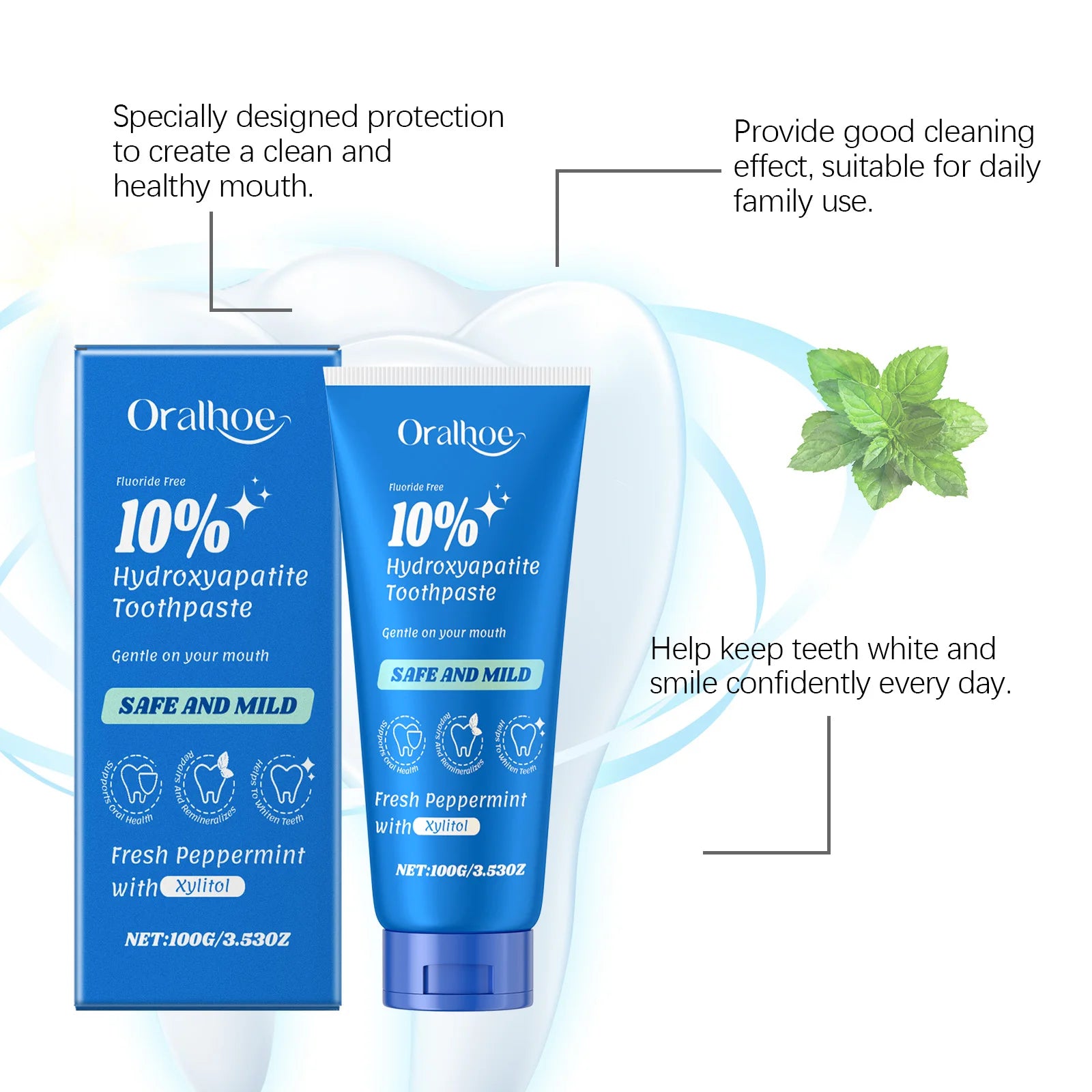 Tidesmit hydroxyapatite toothpaste for teeth whitening and cavity prevention, removing coffee and tea stains.