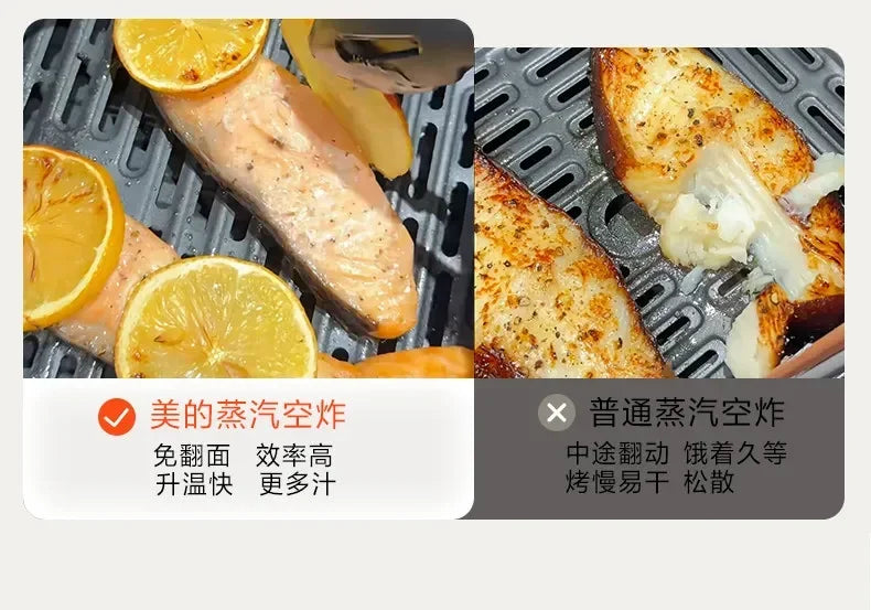 Midea 6.5L Air Fryer Steam Oven Combo 2050W Large Capacity Kitchen Appliance Oil Free Health Cooker Automatic Stirring 220V