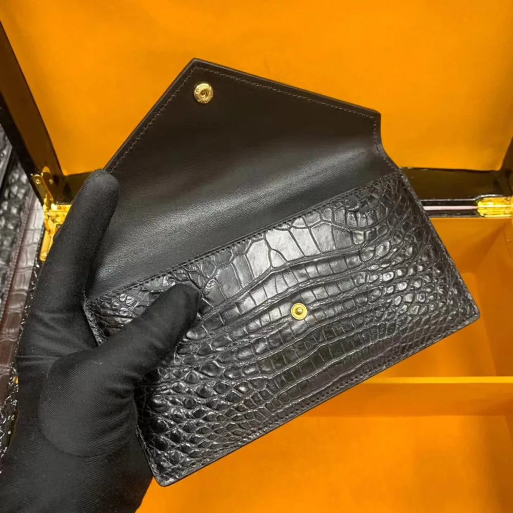 Authentic crocodile leather women's handbag fashion party bag girl high-quality crocodile wallet well-known design card bag
