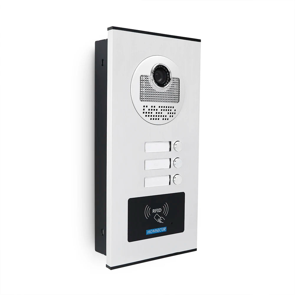 700TVL XC111-3 Outdoor Doorbell Camera Flush Mount 20Pcs RFID Keyfobs for 4 Wire Video Door Phone Intercom 3 Apartments/Families