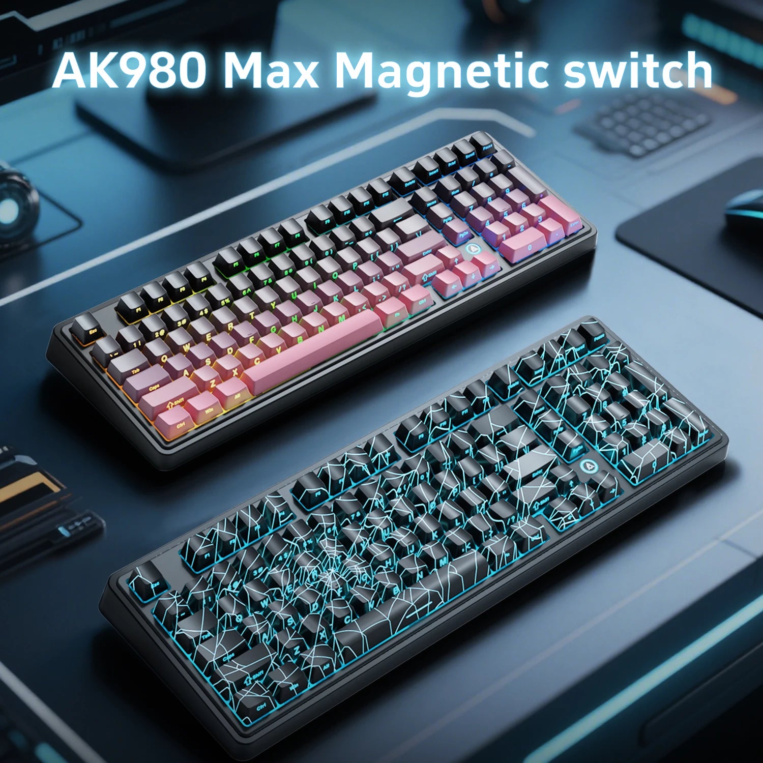 AJAZZ AK980 MAX HE 8K - New Magnetic Switch Type-C - Wired Only - Computer Gaming Keyboard Upgrade Gasket Mechanical Keyboard