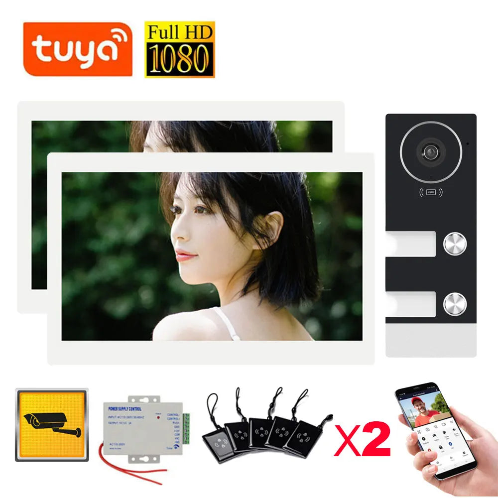 New 10 Inch Wifi Video Door Bell Intercom System with RFID Doorbell Camera Family Multi Nits Apartment Video Door Phone Intercom