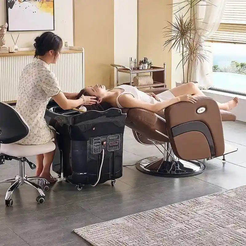 Portable Shampoo Bed with Water Tank - Mobile Spa Chair Black/White Massage Chairs Tidesmit