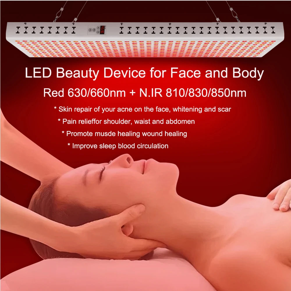 AG-Pro1000 Dual Chip 630nm 660nm Red Light Therapy Panel Lamp 810nm 830nm 850nm Near Infrared Therapy Lamp LED Beauty Device