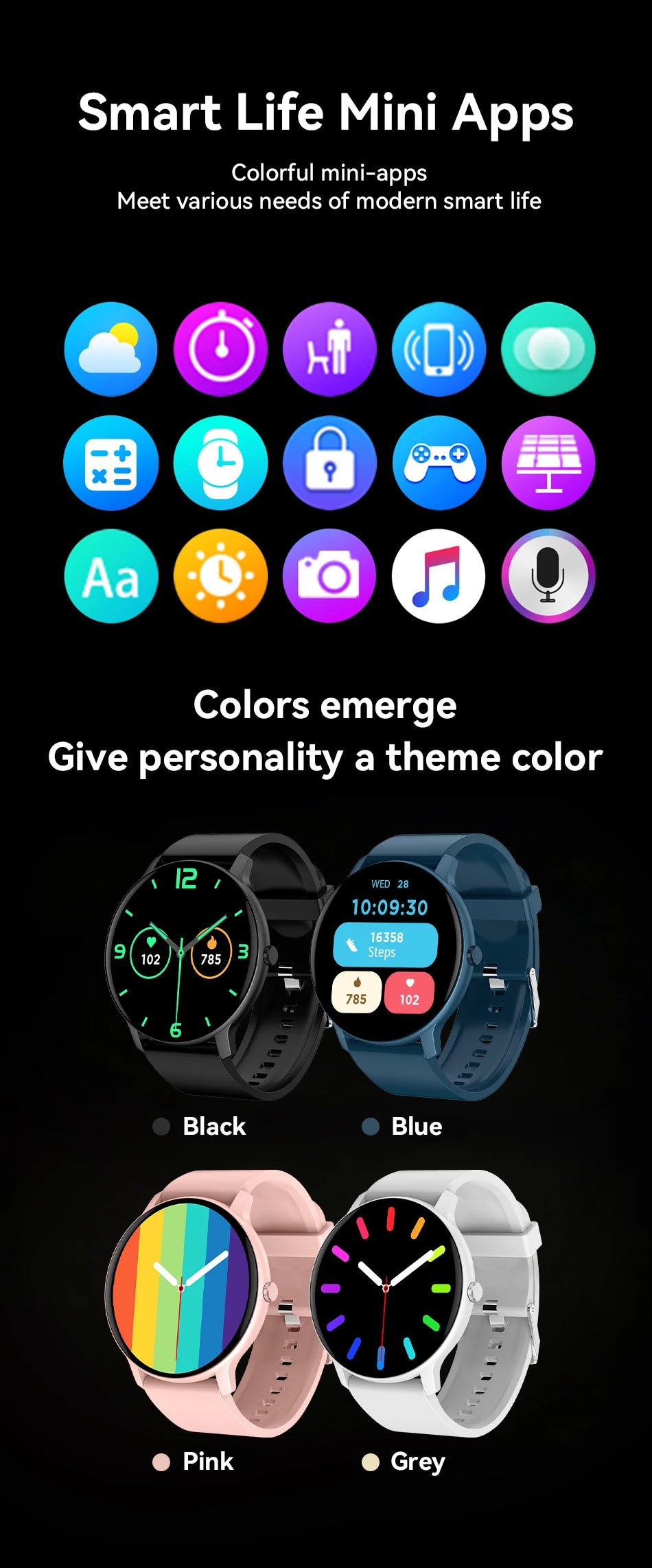 New Smart Watch 1.26" HD Smartwatch for iOS Android Answer/Make Call 100+ Sport Fitness Tracker Heart Rate Monitor Smart Watches