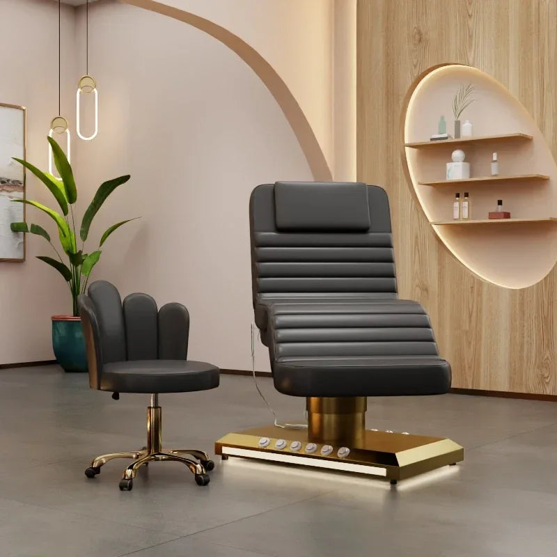 Electric Beauty Bed with 3 Motors and Gold Stainless Steel Base Massage Chairs Tidesmit