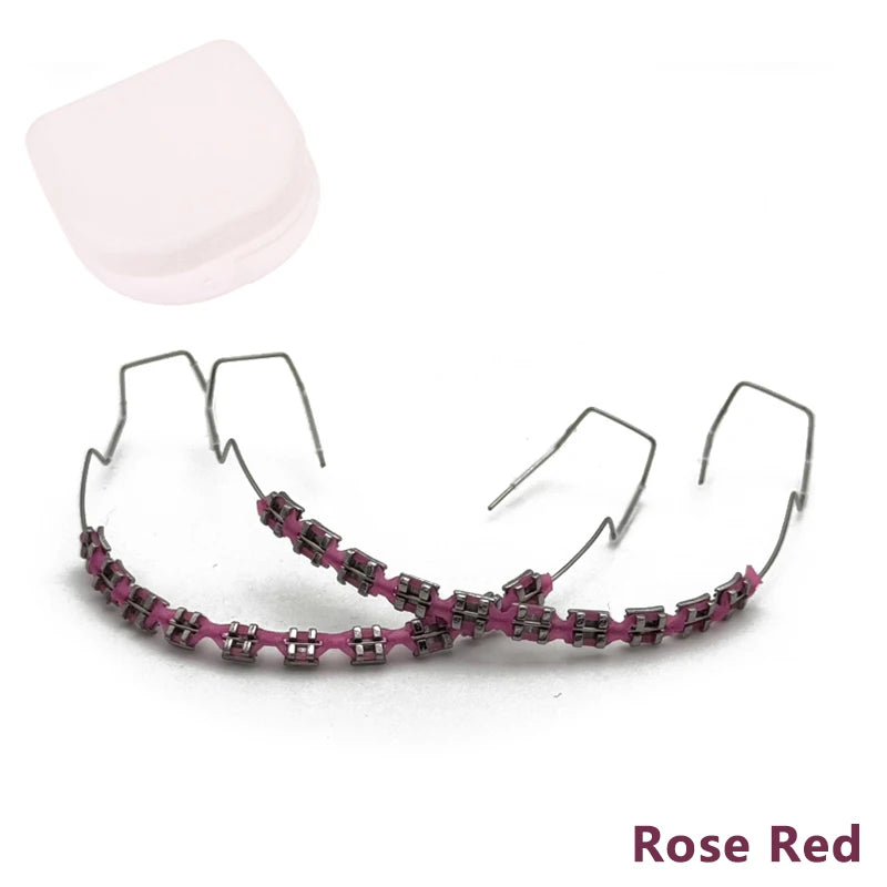 1 Pair Fake Braces Colorful Brackets For Teeth Temporary Metal Wires Metal Bracket Orthodontic Ligature Ties Dental