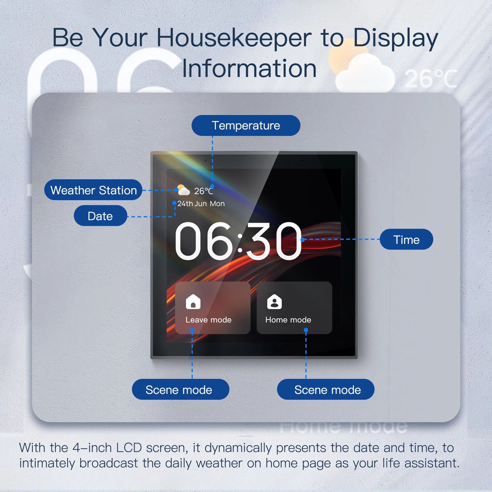 Tidesmit 4-Inch Smart Home Control Panel ZigBee Hub - Alexa Built-in Tidesmit