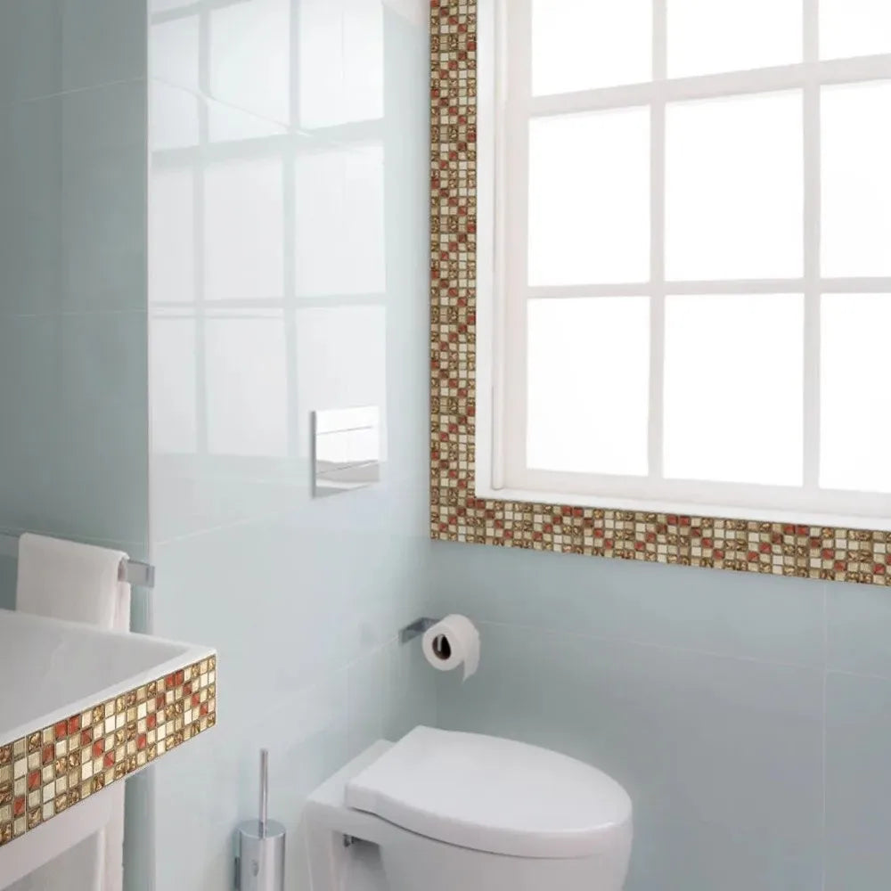 20pcs/set New Self Adhesive Wall Sticker Waterproof Flat 3D Mosaic Tile Wallpaper Oil Resistant Art Decals For Living Room