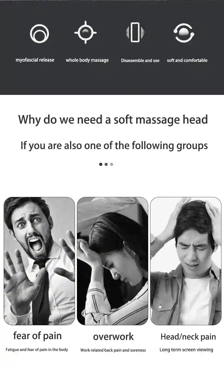 Massage Gun Replacement Head 18mm Soft Silicone for Deep Tissue Relief Relaxation Treatment Tidesmit
