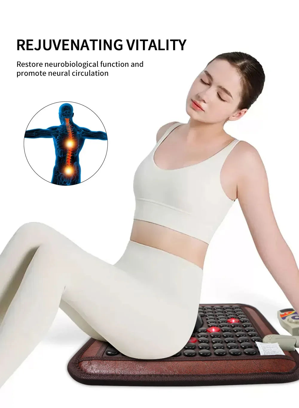 Infrared Jade Massage Cushion | Heated Tourmaline Deep Tissue Support Massage Cushion Tidesmit