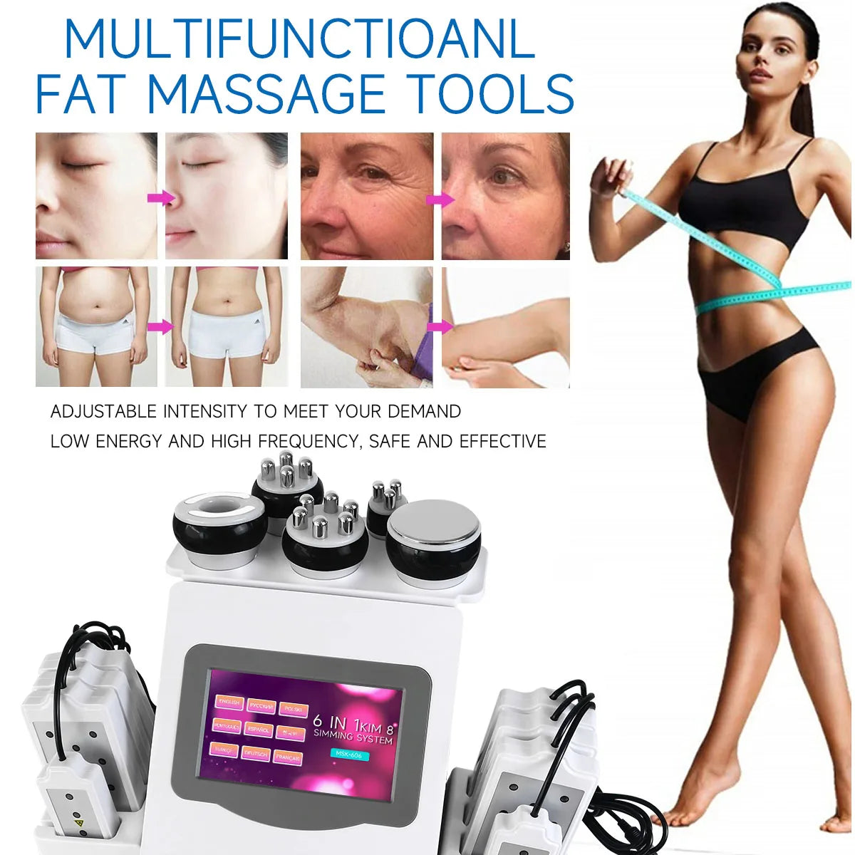 Ultrasonic Cavitation Machine 6-in-1 Body Slimming Device Body Shaping Massage Equipment Tidesmit