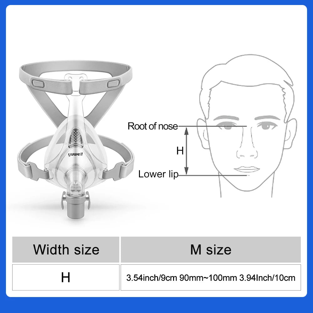 Yuwell YF-01 Cpap Mask Cpap Full Mask Sleep Apnea Mouth And Full Mask With Headgear For Cpap Bipap Machines For Sleep Apnea